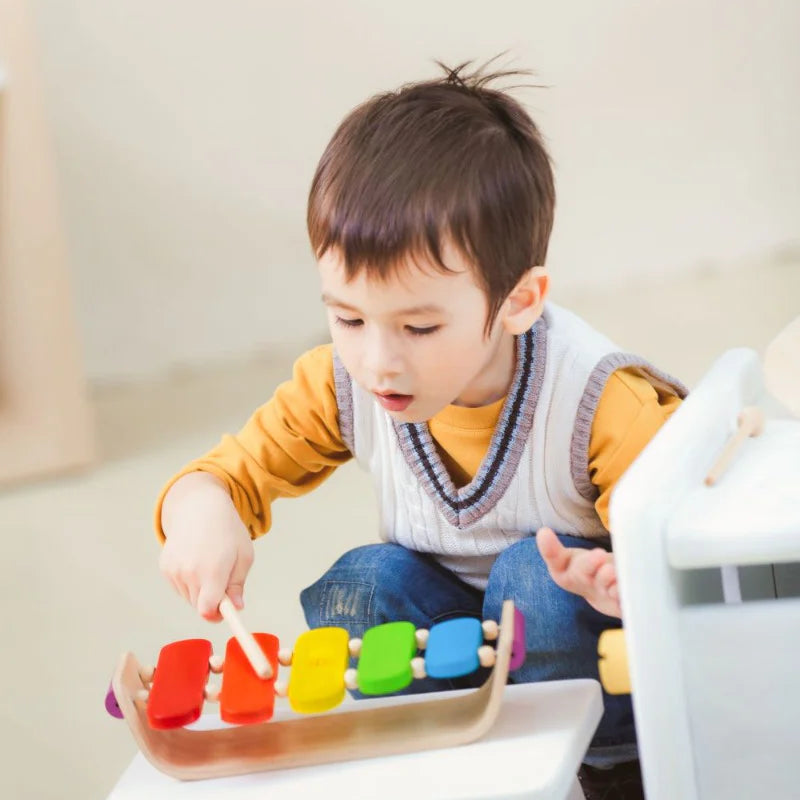 Plan Toys Wooden Xylophone in Rainbow Primary colours