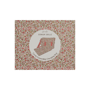 Olli Ella Carry Convertible Dolls Changing Bag & matt in a red berry floral