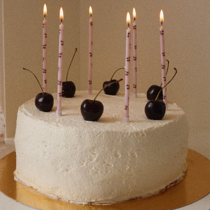 Konges Slojd | 12 x Tall Birthday Candles - Pink & Cherry