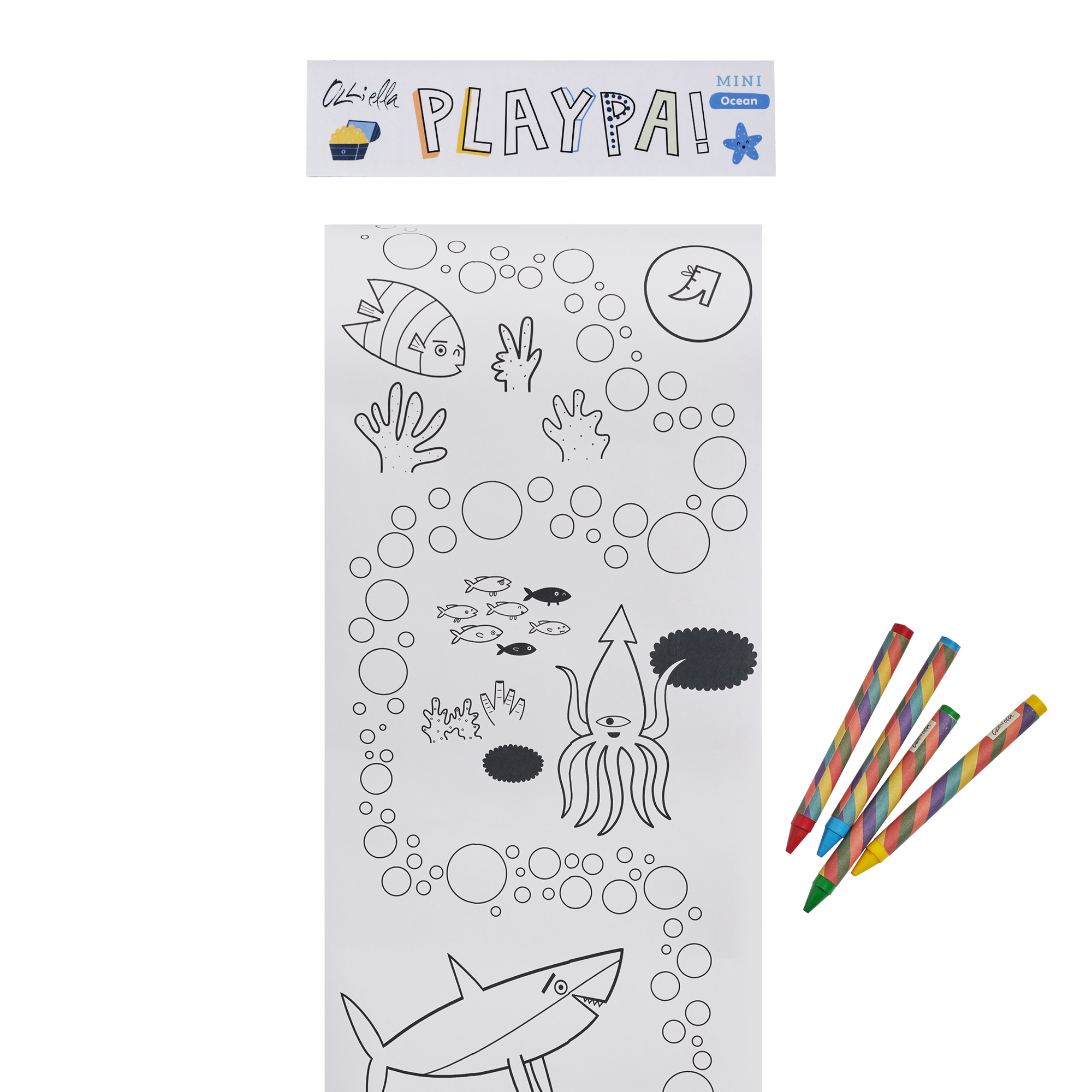 Olli Ella | Mini Playpa Paper with 4 Crayons | Ocean