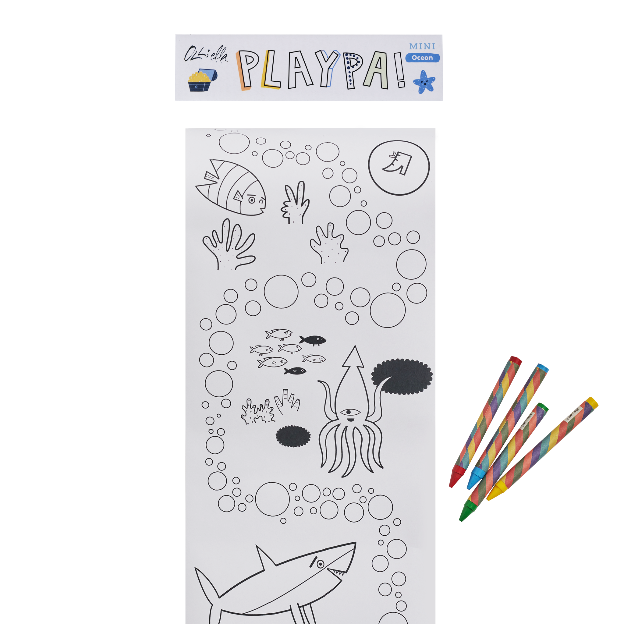 Olli Ella | Mini Playpa Paper with 4 Crayons | Ocean
