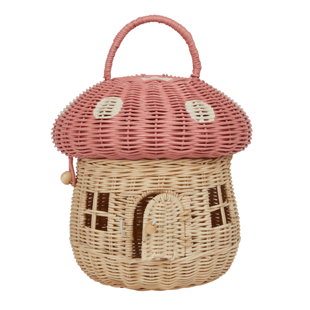 Olli Ella | Rattan Mushroom Basket - Musk Pink