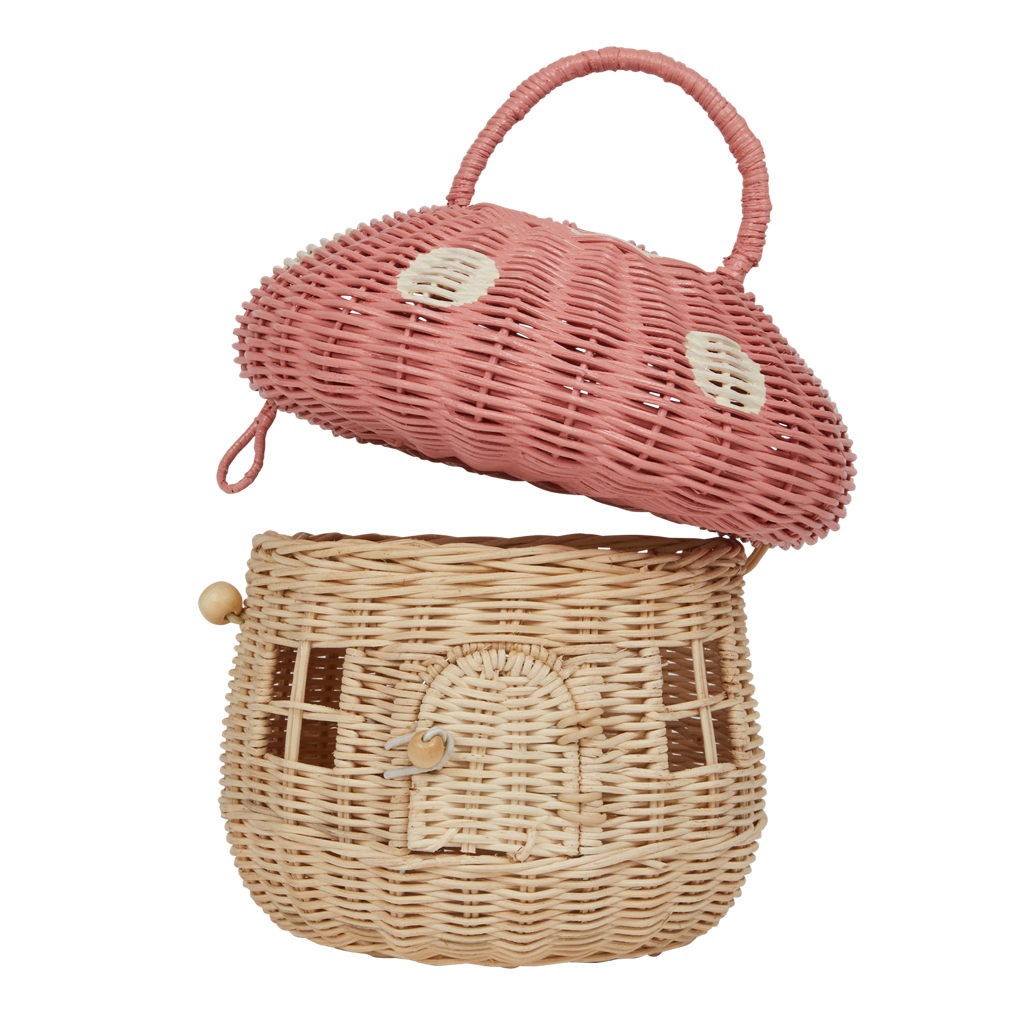 Olli Ella | Rattan Mushroom Basket - Musk Pink