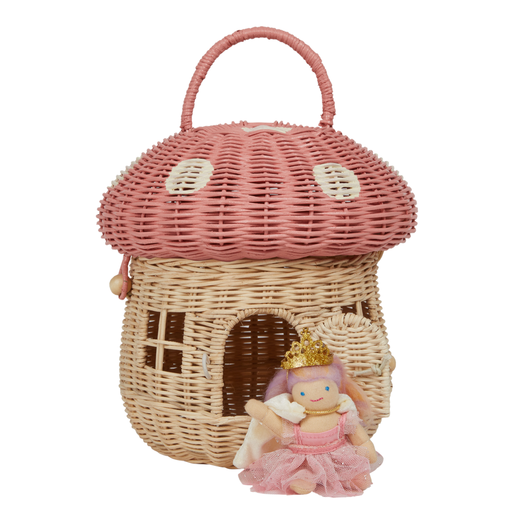 Olli Ella | Rattan Mushroom Basket - Musk Pink
