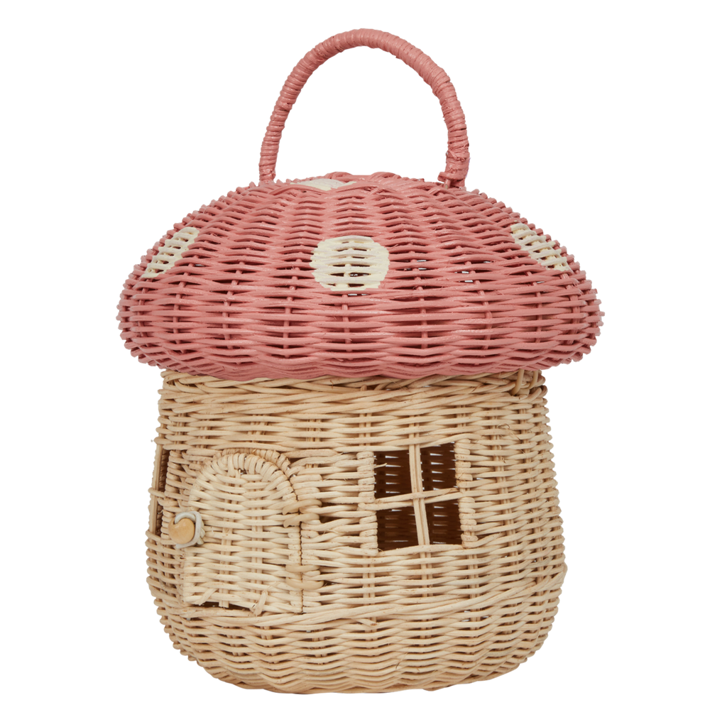 Olli Ella | Rattan Mushroom Basket - Musk Pink