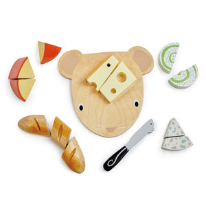 Tender Leaf | Kids Kitchen Set | Play Food Cheese Board with Chopping Board in the Shape of a Mouse