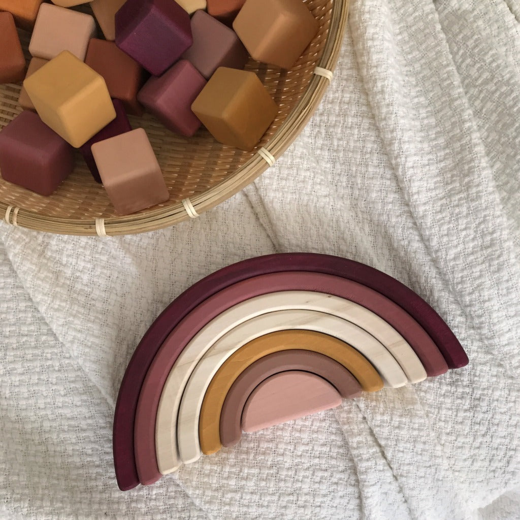 Sabo Concept | Wooden Rainbow Stacking Toy - Marsala