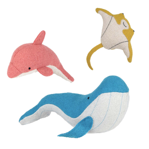 Olli Ella | Holdie Folk | Ocean Animals | Eco Soft Toys Dolphin Whale Stingray