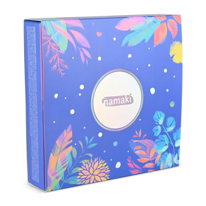 Namaki | Children's Organic Make Up Set in Fairy Moonlight 1 eyeshadow palette with 7 luminous pearly colours with mirror and applicator
1 glitter pink gloss with a peach fragrance
1 Coral water based peel off nail polish
1 Blue Lavender water based peel off nail polish