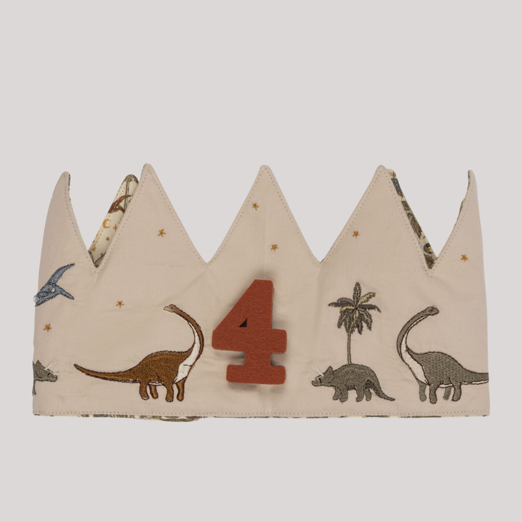 Konges Slojd | Organic Fabric | Reversible Birthday Crown - Dinosaur Themed Part Hat