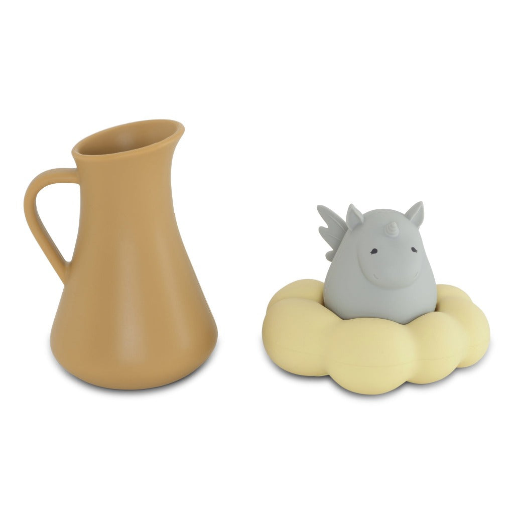 Konges Slojd | 3 Piece Set | Sustainable Eco Bath & Beach Toys | Unicorn - Almond Colour made with 100% Silicone