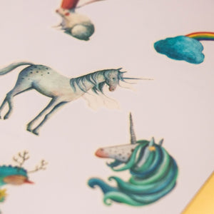 Londji | 10 x Kids Temporary tattoos of Unicorns & Magical creatures