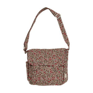 Olli Ella Carry Convertible Dolls Changing Bag & matt in a red berry floral  