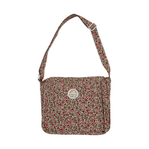 Olli Ella Carry Convertible Dolls Changing Bag & matt in a red berry floral  