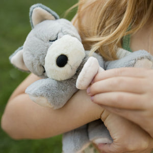 Dinkum Doll Puppy Recycled Plush Toy with a Magnetic Velvet Dummy.