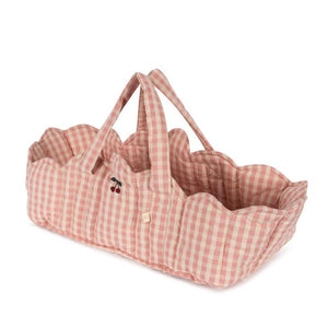 Konges Slojd Pink Check Cherry Motif Doll  Lift / Carrier 