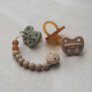 Hevea | Biodegradable | Teething Dummy Clip | Natural Rubber - Sand