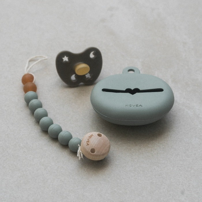 Hevea | Biodegradable | Teething Dummy Clip | Natural Rubber - Seafoam Blue