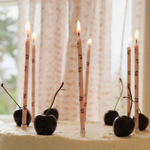 Konges Slojd | 12 x Tall Birthday Candles  - Pink & Cherry