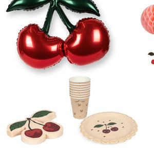 Konges Slojd | Kids FSC Party Pack - Including Party Tableware & Decorations all in a Cherry Theme.