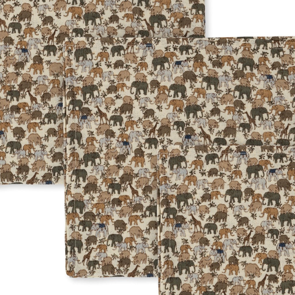 Konges Slojd | 3 Pack Organic Muslin Cloths | Safari