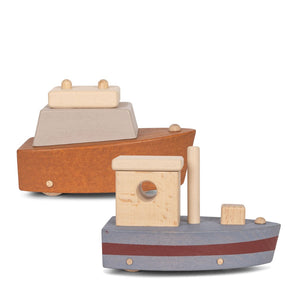 Konges Slojd | Set of 2 | FSC Wooden Toy Boats with Wheels