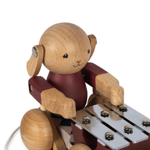 Konges Slojd | Wooden Musical Pull Toy | Bunny - Bell Boy Red