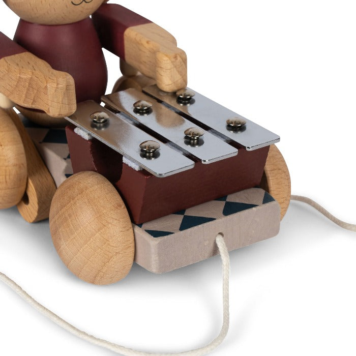 Konges Slojd | Wooden Musical Pull Toy | Bunny - Bell Boy Red