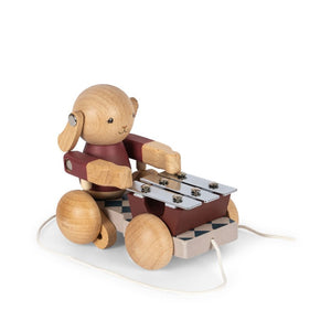 Konges Slojd | Wooden Musical Pull Toy | Bunny - Bell Boy Red