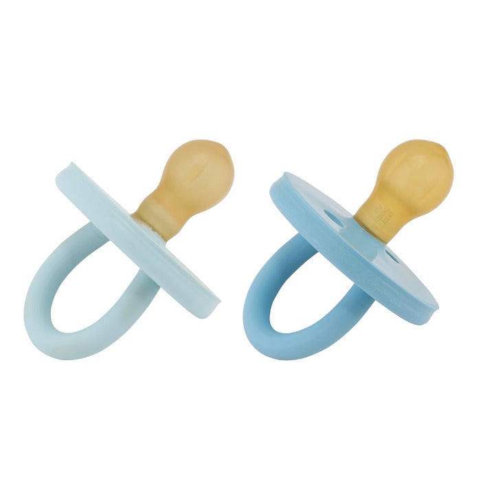 Hevea BUMIBÉBÉ | 2-Pack Natural Dummy | 3-36m ROUND Teat - Blue