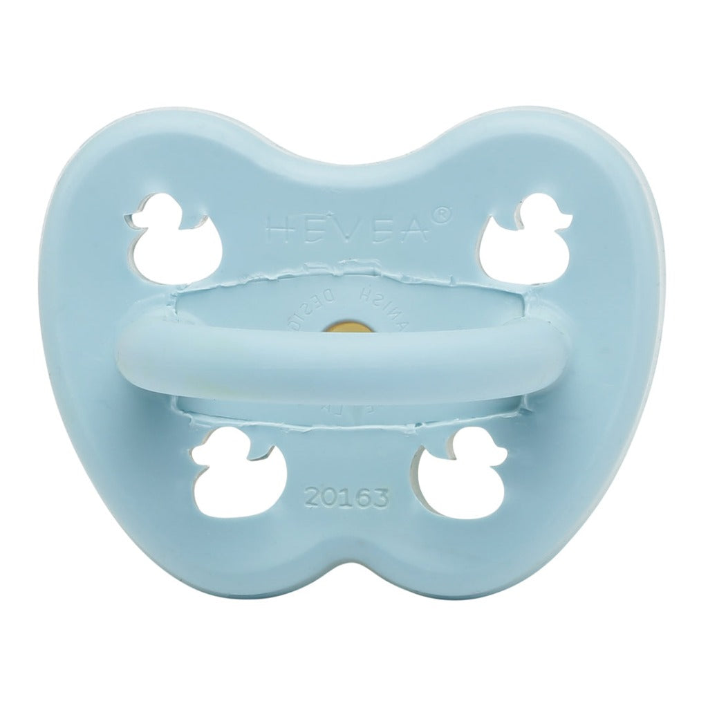 HEVEA Newborn Dummy | 0-3m ROUND Teat | Natural Rubber - Baby Blue