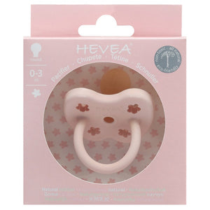 HEVEA Newborn Dummy | 0-3m ROUND Teat | Natural Rubber - Powder Pink
