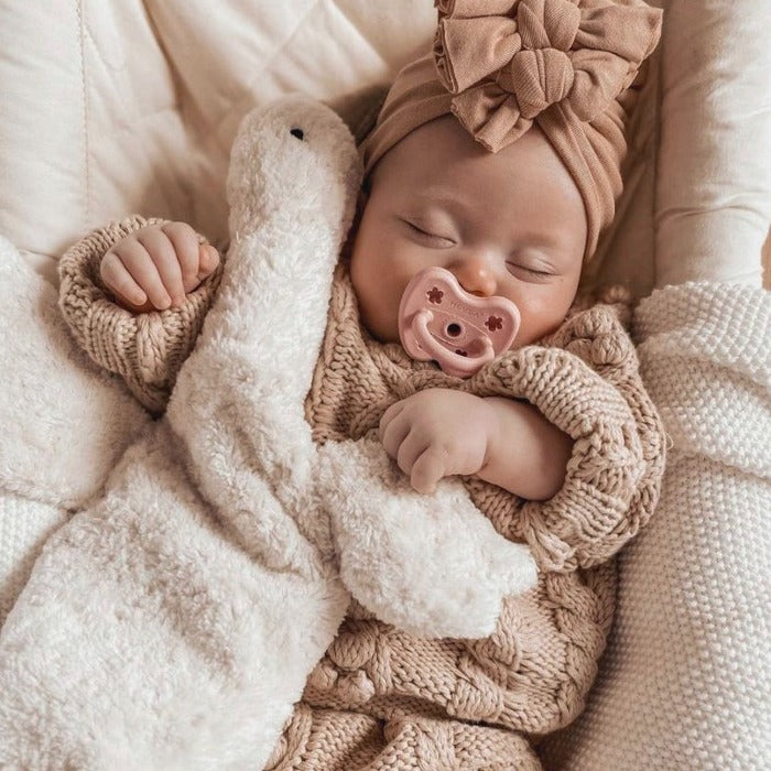 HEVEA Newborn Dummy | 0-3m ROUND Teat | Natural Rubber - Powder Pink