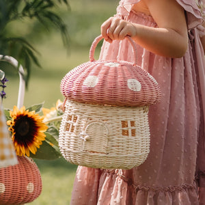 Olli Ella | Rattan Mushroom Basket - Musk Pink