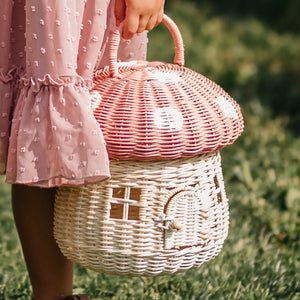 Olli Ella | Rattan Mushroom Basket - Musk Pink