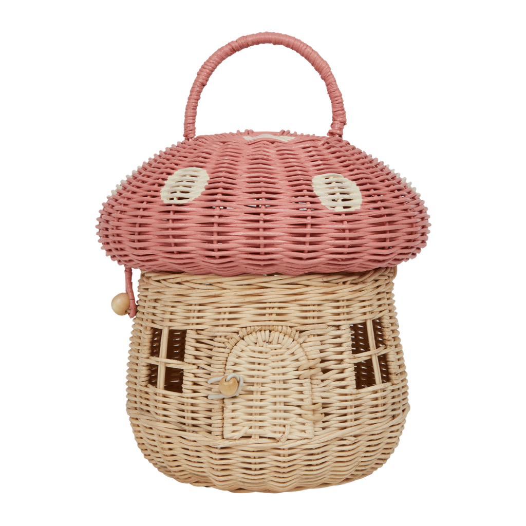 Olli Ella | Rattan Mushroom Basket - Musk Pink