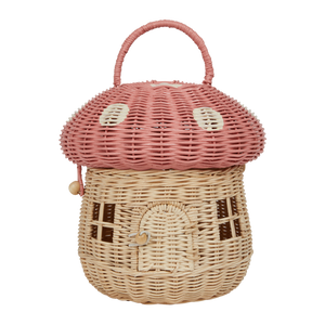 Olli Ella | Rattan Mushroom Basket - Musk Pink