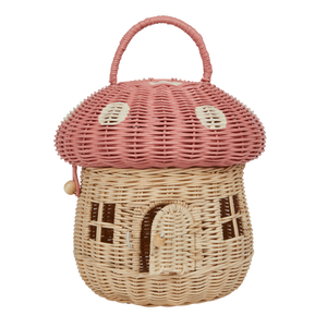 Olli Ella | Rattan Mushroom Basket - Musk Pink