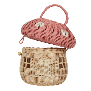 Olli Ella | Rattan Mushroom Basket - Musk Pink