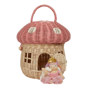 Olli Ella | Rattan Mushroom Basket - Musk Pink