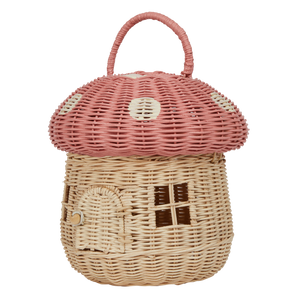 Olli Ella | Rattan Mushroom Basket - Musk Pink