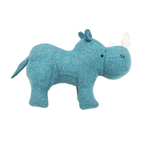 3 x Olli Ella Holdie World Safari Animal Felt Soft toys in a Gift Box. 1 x  Elephant, 1 x Rhino & 1 x Zebra 