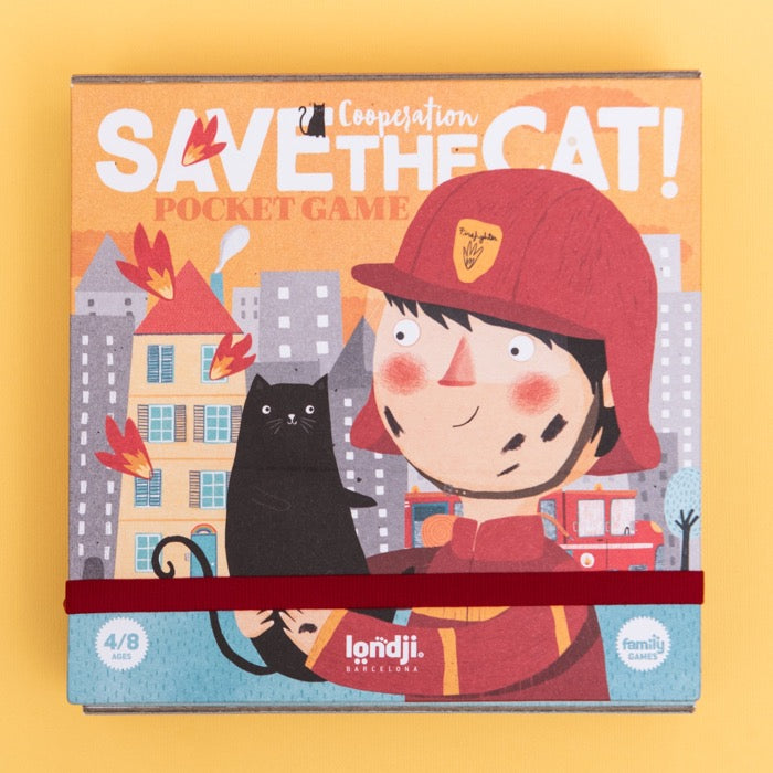 Londji | Save The Cat | Mini Board Game | Travel Board Game | Co Op Board Game  based on Firefighters Reaching the Top to Save The Cat