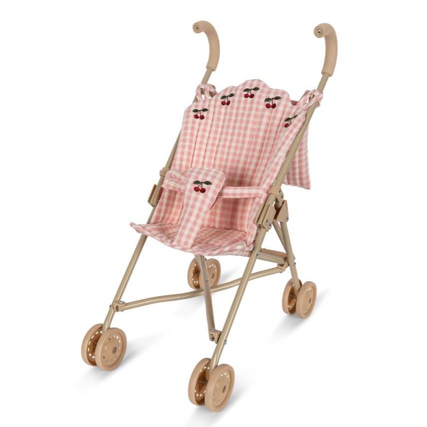 Konges Slojd Pink Check Cherry Toy Pushchair / Stroller 