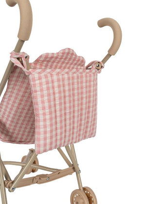 Konges Slojd Pink Check Cherry Toy Pushchair / Stroller 