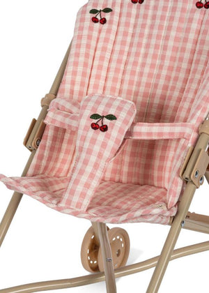 Konges Slojd Pink Check Cherry Toy Pushchair / Stroller 