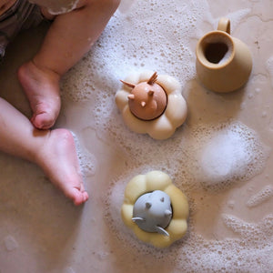 Konges Slojd | 3 Piece Set | Sustainable Eco Bath & Beach Toys | Unicorn - Almond Colour made with 100% Silicone