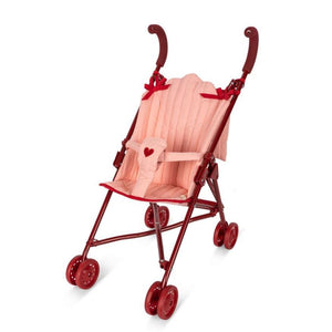 Konges Slojd  Pink Toy Pushchair  with Red Bows & Hearts 