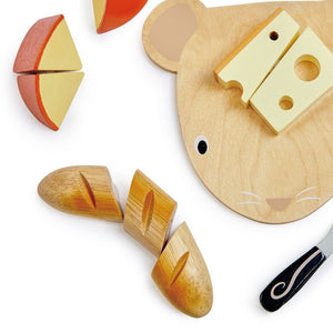 Tender Leaf | Kids Kitchen Set | Play Food Cheese Board with Chopping Board in the Shape of a Mouse