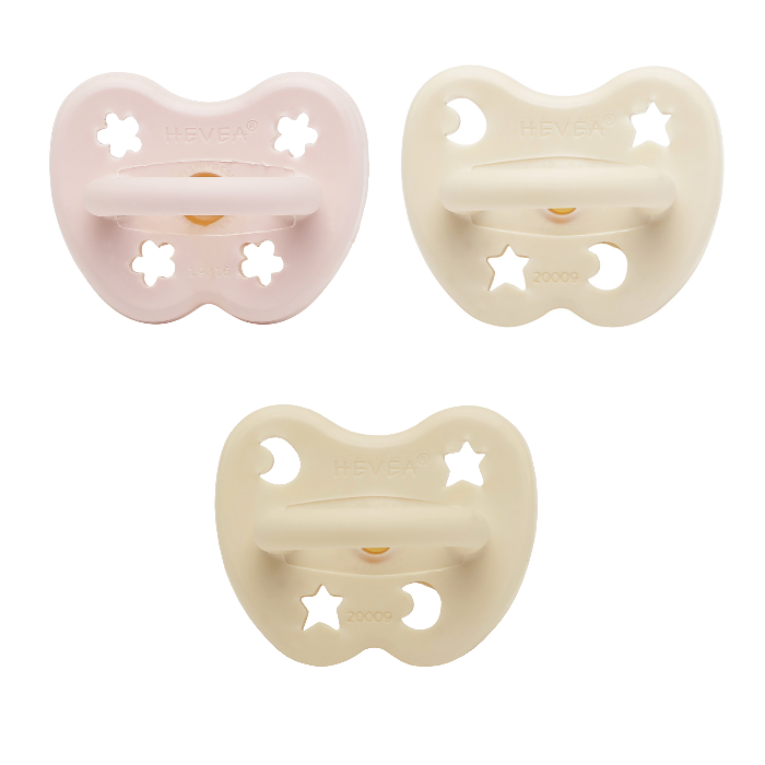 Hevea | Newborn Baby | Trial Dummy Pack - Pink & Milky White Mix- Three Teat Mix - Orthodontic, Symmetrical and Round Teats Included in the Pack